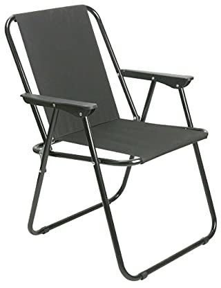 Unibos Outdoor Deck Chair Garden Patio Folding Camping Picnic Beach BBQ Party Outdoor Stripe Chair (Black)