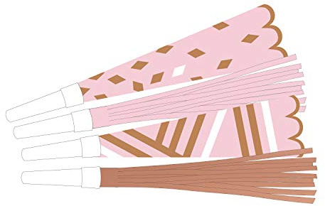 Amscan 9906366 - Partytröten Roségold Birthday, Set mit 8 Stück, Länge 22,5 cm, aus Papier/Plastik, Krachmacher, Geschenk, Give-Away, für Geburtstag, Karneval, Mottoparty, Pfeife