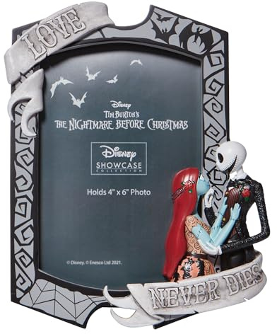 Enesco Marco de fotos Disney Showcase Couture de Force the Nightmare Before Christmas Jack and Sally Love Never Dies de 20 cm de alto x 3 cm de ancho x 17,8 cm de alto, multicolor
