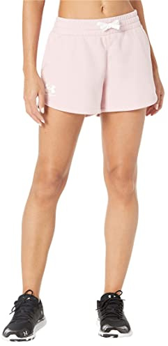 Under Armour Rival Fleece Trainingsshorts Damen rosa/weiß, S