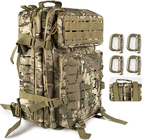 AgoKud Militär Rucksack Herren, Outdoor Armee Wasserdicht Taktischer Bundeswehr Rucksäcke Assault Survival Tactical Backpack für Camping Trekking Wandern Angel Reise [42L]-Armeegrün (42L)