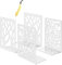 Iycnkok Serre Cale Livres en Métal - Presse Bloque Livre Bookends Robustes Design de Feuille/Arbre pour Étagère, Bibliothèque, Bureau, Écoles, Librairie, Lot de 4 Blanc