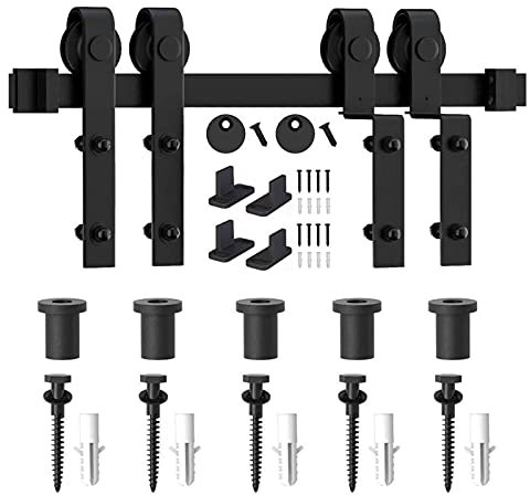 LYLFF 5FT-13FT Scheunentür Doppelspur Silent Riemenscheibe Hardware Zubehör, Gebraucht Für Home/Office/Garage/Schrank Schiebetür Hanging Rail Zubehör (Size : 244cm/8ft)