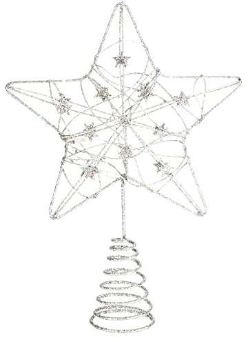 COM-FOUR® Deko Stern Weihnachten - Weihnachtsdekoration Stern aus Metall - Aufsteller Weihnachtsstern mit Glitzer
