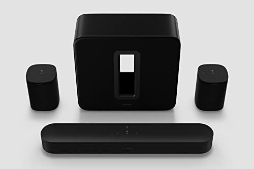 Sonos Beam (Gen 2) - Soundbar, colore nero (Black), 5.1 (soundbar Beam+subwoofer Sub+2 altoparlanti One SL)