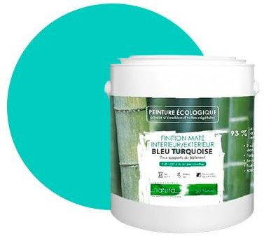 BOX DECO COULEURS Peinture naturelle écologique intérieur extérieur aspect mat Natura - 2.5L, Bleu Turquoise