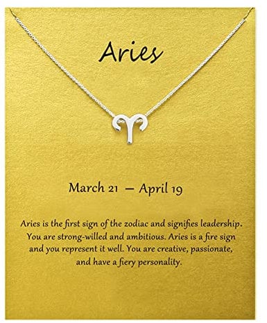 Aries Astrology Necklace for Women 14K Jewelry 12 Zodiac Pendant Necklace Birthday Gifts Horoscope Constellations Message Card