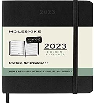 Moleskine Wochenplaner 2023, 12-Monats-Wochenkalender, Wochenplaner und Notizbuch, Softcover, Taschenformat 9 x 14 cm, Farbe Schwarz, deutsche Sprache