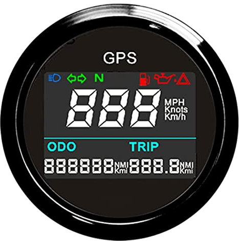 Geloo GPS Geschwindigkeitsmesser, 52 mm Digital Tachometer Kilometerzähler Wasserdicht Einstellbar Tachometer für Auto, Boot, Motorrad, LKW(Schwarz)