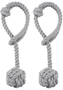 Himtop A Pair of Curtain Rope Tiebacks Hand Knitting Curtain Tie Back with Ball for Home Decoration (2PCS Grey)