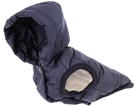 Hundemantel für Kleine Hunde, schönes Futter, Hundejacke Wasserdicht, Haustier Warme Jacke mit Kapuze, Wintermantel Hund, Marineblau S