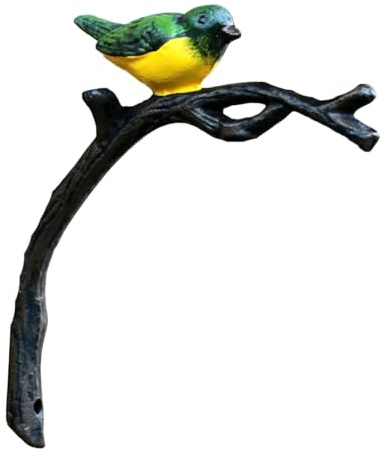 INKCOR Cloche Porte D'entrée Cloche De Service en Fonte Lourde, Panneau avec Oiseaux Colorés Peints À La Main, Sonnette Murale De Style Ferme pour Intérieur Extérieur/Cour