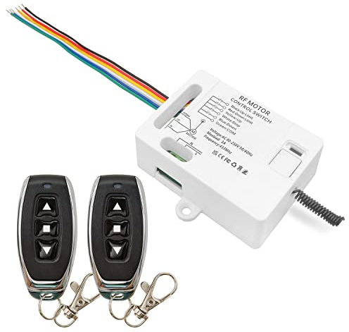 DieseRC Interruttore di Telecomando del Tapparella senza fili Controller Ricevitore Relè AC 230V 220V 3A con 2 Trasmettitori Compatibile con Interruttore Manuale e Finecorsa Motore avanti e indietro