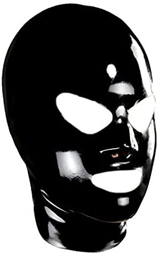 Unisex-Latexmaske Mit Geformten Augen, Nase Und Mund, Gummihauben,Schwarz,Mittel