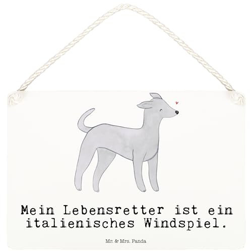 Mr. & Mrs. Panda Schild Italienisches Windspiel Lebensretter DIN A6 - Geschenk, Wandschild, Italian Greyhound, Windhund, Türschild, dekoschilder, holzbild, wandtafel