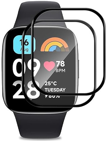 PaceBid Protector Compatible con Xiaomi Redmi Watch 3 Active, [2 Piezas] 3D Cobertura Completa Protector de Pantalla Burbujas Libre Montaje Anti Arañazos para Xiaomi Redmi Watch 3 Active