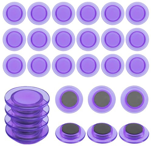 ZDZBLX Magnete für Magnettafel, 28 Stück Magnet Magnete Stark Kühlschrankmagnete Kühlschrank Magnete Mini Magnete Klein Whiteboard Magnete Bunt Rund Magneten für Tafel Pinnwand (Transparent, Lila)