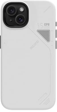Aulumu A15 Vegan Leather for iPhone 15 Magnetic Case [Unique Cooling Window] - Compatible with Magsafe [Metal Individual Buttons] Shockproof Anti-Scratch Phone Cover - White