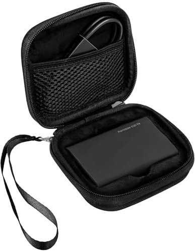 ProCase Tragetasche für Samsung T9 Portable SSD mit 2 Kabelbindern, Hartschalenkoffer Stoßfestes Reiseetui für T9 Portable SSD 1TB 2TB 4TB USB 3.2- Schwarz
