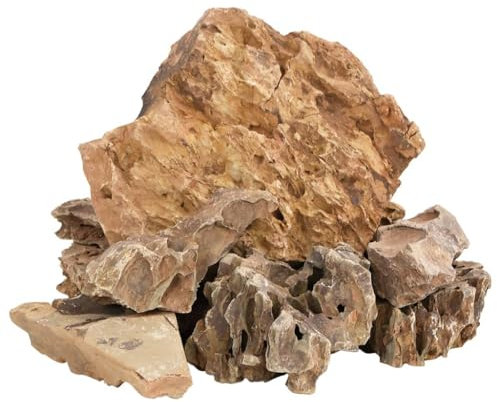 vidaXL Drachensteine, Drachenstein Natürlich Sicher, Naturstein Stein für Aquarium Dekoration, Dekostein Felsen, Braun 25 kg 5-30cm