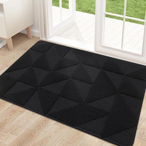 Homaxy Door Mats Indoor, 60 X 90 cm, Machine Washable Inside Door Mat, Dirt Trapper Soft Doormats, Super Absorbent Entrance Rug, Non-slip Floor Mat For Front Back Door, Pets and Dogs (Black)