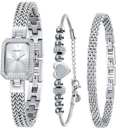 BERNY Uhr für Frauen Armband Uhren Diamant akzentuiert Fall 3ATM wasserdicht