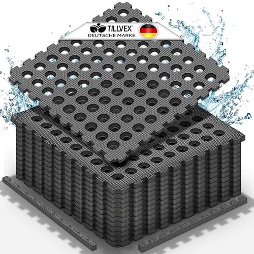 tillvex® Pool Bodenschutzmatte 4 Stück mit Löchern 51x51cm | Unterlegmatte Pool & Planschbecken | Poolmatte Bodenmatte Outdoor | Poolunterlage Bodenschutz Matten Whirlpool Fliesen wärmeisolierend