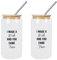 Yelolyio Lot de 2 jolis gobelets en verre avec couvercles et pailles « I Made A Wish and You Came True » - Cadeau d'anniversaire pour maman, mojito, soda, whisky