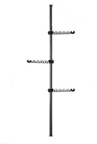 JONASHER 3-stöckiger Wäscheständer, Verstellbarer Kleiderständer, vom Boden bis zur Decke, Wäschestange, Spannstange, Aufbewahrungs-Organizer zum Aufhängen von Kleidung, Schals, Hüten, Taschen