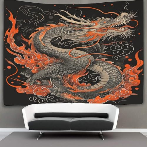 YXMPCZYY 3D Druck Chinesischer Drache Wandteppich Art Tier Wandteppiche Tapestry Wandteppich Aesthetic Wand Teppiche,für Schlafzimmer Wohnzimmer Wohnheim Home Dekorationen 100cmx150cm