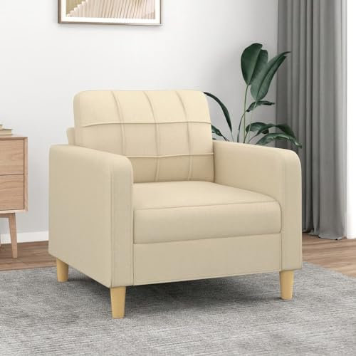 Willood Sofasessel Sessel mit Metallgestell, Sofa für Wohnzimmer, Relaxsessel Fernsehsessel TV Sessel Polstersessel Stoffsofa Creme 60 cm Stoff