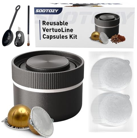 Reusable Pods Kit for Nespresso Vertuo, Refillable Coffee Pods with 100pcs Aluminum Covers Foil Seals Lids for VertuoLine Capsules, Compatible for VertuoPlus Espresso Machine (Pods not included)