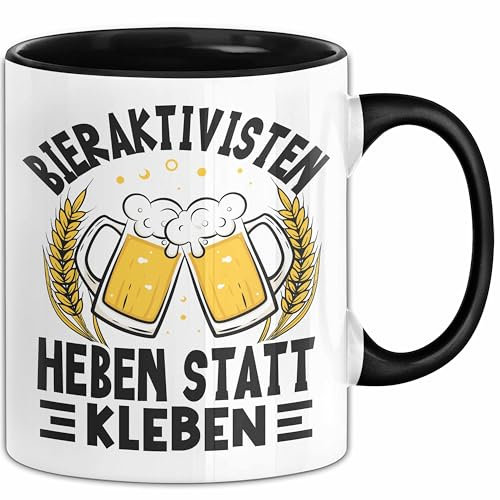Biertrinker Tasse Geschenk Bieraktivisten Heben Statt Kleben Geschenkidee Kaffee-Becher (Schwarz)