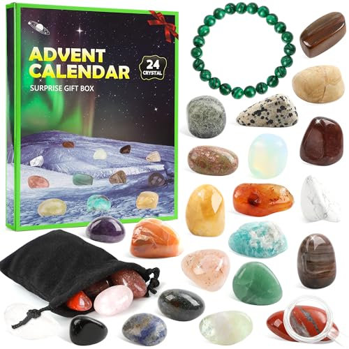LINROMIA Adventskalender 2024 Kristalle Kinder, 24 Tage Weihnachtskalender Adventskalender Edelsteine Natürlichen für Mädchen Jungen Weihnachtsgeschenke