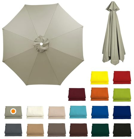 300CM Sonnenschirm Ersatzbezug 8 Rippen 230CM 270CM Rund Ersatztuch Terrassenschirm Sonnenschirm Bespannung Ampelschirm Bezug Wasserdicht Ersatz Baldachin Für Balkon, Garten, Pool Und Strand