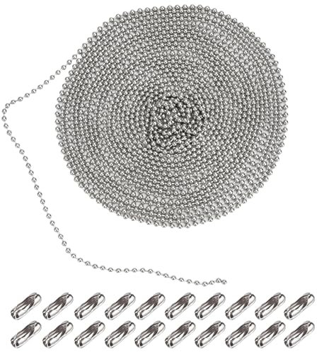 6 Stück Kugelkette Edelstahl,3mmx1m Edelstahl Perlen Rollenkette,Kugelkette Silber mit 20 Kugelketten Verbinder,Edelstahl Kugel Kette Halskette für DIY Schmuckherstellung,Armbänder,Schlüsselanhänger