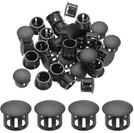 QUARKZMAN 64 Stück 13mm (1/2) Schwarze Kunststoff Lochstopfen, Flache Abdeckkappen, Einsatz-Endkappen für Schränke Maschinen Möbel Schrank