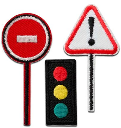 Create Verkehrszeichen - Aufnäher, Bügelbild, Aufbügler, Applikationen, Patches, Flicken, zum aufbügeln, Größe: 6,4 x 3,2 cm