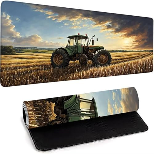 Mauspad XXl 1500 x 800 x 3mm, Gaming Maus Pad Mit Rutschfeste Gummiunterseite, Wasserdichte Ultraglatte Waschbar Mouse Pad für Kabellose Maus Laptop Pc Büro Zuhause Arbeiten Spiele Gelb Bauernhof H-4