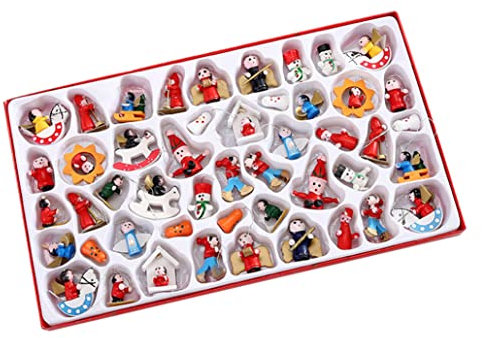 Weihnachtsbaum hängende Anhänger Miniatur Weihnachtsfiguren Hängende Anhänger Holz Weihnachtsdekorationen 48pcs