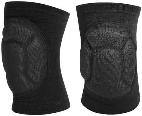Protective Knee Pads, 1 Pair Thick Sponge Anti-Slip Collision Avoidance Knee Sleeve, Full Black Soft Brace Breathable Sleeve Protective, for Dance Volleyball Football Yoga Tennis, Black, L