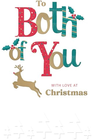 to Both of You with Love Festive Cheer Jolly Reindeer Christmas Greeting Card XFC047
