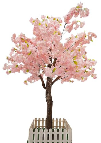 HJDSUDU 59 Künstliche Kirschbäume, rosa Kirschblütenbaum, handgefertigter rosa Baum für drinnen und draußen, künstlicher Wunschbaum, für Büro, Zuhause, Hochzeit, Wohnzimmer