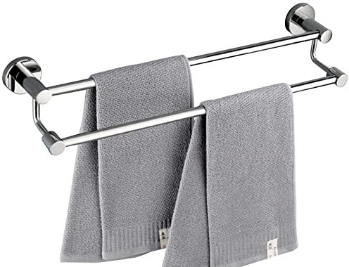 Barre Porte-Serviettes Double en Acier Inoxydable, 80 cm, 100 cm, 120 cm, Baignoire polie Murale pour Salle de Bain et Cuisine, Cadeau argenté