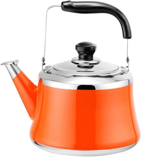 Cute Candy Color Whistling Tea Kettle - 1L, 1.5L, 2L - Stainless Steel for All Stovetops(Orange,2L)