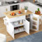 Huayz Carrito isla de cocina con encimera plegable, armario de cocina con ruedas con cajón y estante para especias y 3 puertas, isla de cocina móvil, para cocina y comedor, 132,5 x 44 (70) x 90 cm