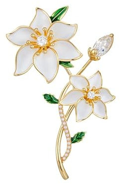 Gardenia Broche fleur blanche délicate corsage, Métal Zinc Acrylique