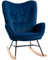 HOMCOM Schaukelstuhl, ergonomisch Schwingsessel, Armlehnsessel, Stillsessel mit Samtoptik, Schaukelsessel bis 150 kg belastbar, für Schlafzimmer, Wohnzimmer, Blau