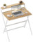 HOMCOM Scrivania Salvaspazio Pieghevole con Ripiano per Monitor, Tavolo per Computer Piccola e Richiudibile da Ufficio e Studio, in Acciaio, 81.5x62x86.5 cm, Color Legno