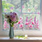Lavendel Schmetterling Fensteraufkleber, Fensteraufkleber Blumen Lavendel Fensterbilder, Wandtattoo Lila Blumen Wandaufkleber für Schlafzimmer Wohnzimmer Sofa Fensterdeko (1 Stück,30 * 60CM)